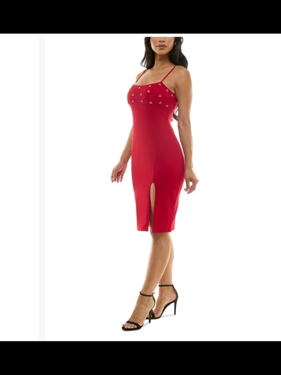 City Studio NWT Red Bodycon Dress with Slit Junior Size 15/16 - Picture 3 of 6